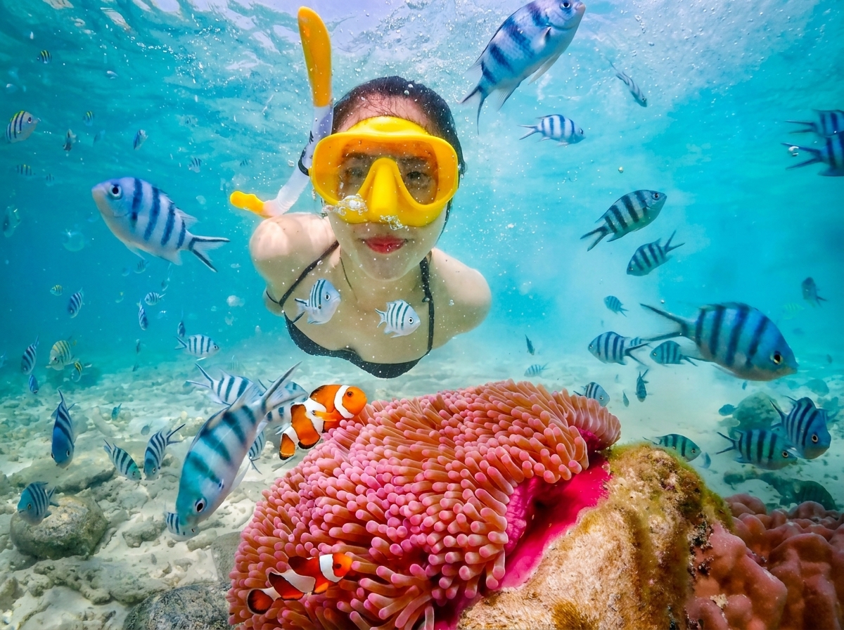 Snorkeling at Pink Beach
